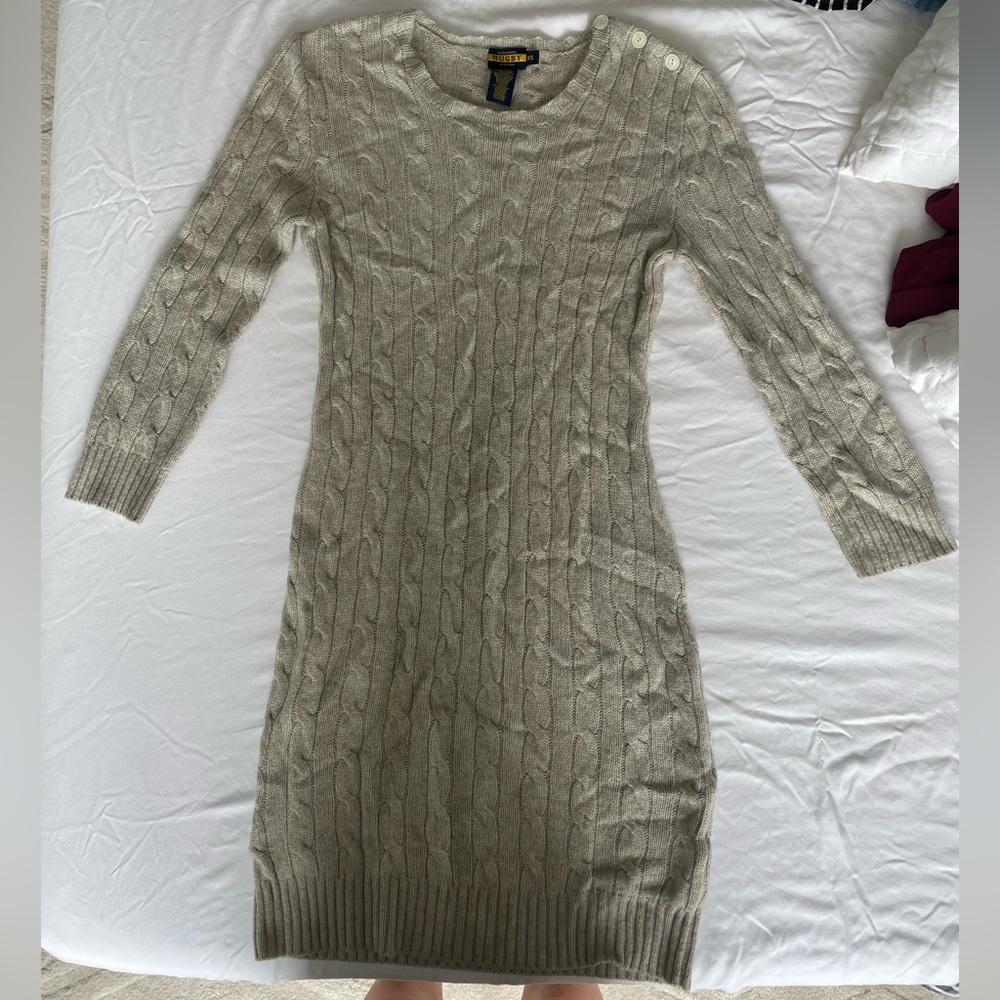 Long Sleeve Cashmere Wool Blend Dress
